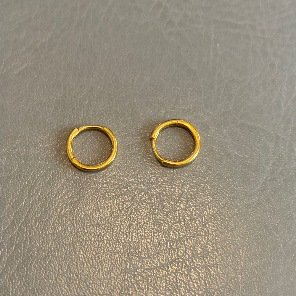 Solid 22k Gold Mini Hoop Huggie Earrings